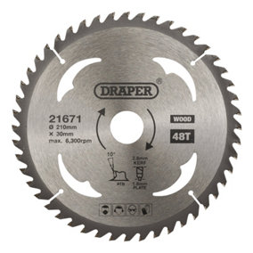 Draper  TCT Circular Saw Blade for Wood, 210 x 30mm, 48T  21671