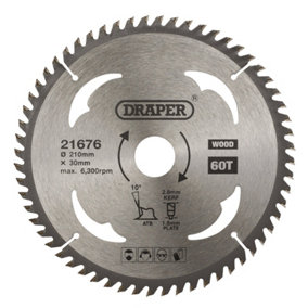 Draper  TCT Circular Saw Blade for Wood, 210 x 30mm, 60T  21676