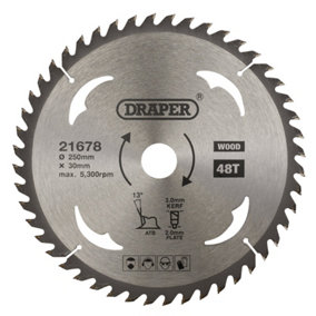 Draper  TCT Circular Saw Blade for Wood, 250 x 30mm, 48T  21678