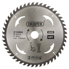 Draper  TCT Circular Saw Blade for Wood, 255 x 30mm, 48T  21684