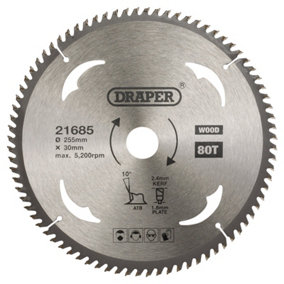 Draper  TCT Circular Saw Blade for Wood, 255 x 30mm, 80T  21685