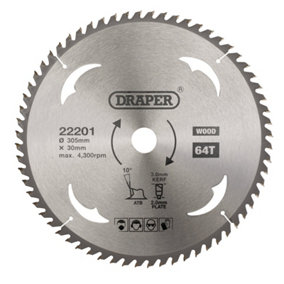 Draper  TCT Circular Saw Blade for Wood, 305 x 30mm, 64T  22201