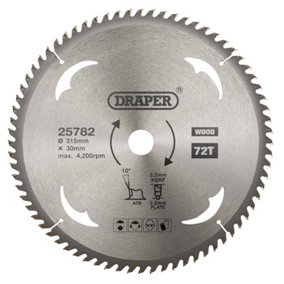 Draper  TCT Circular Saw Blade for Wood, 315 x 30mm, 72T  25782