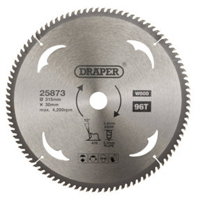 Draper  TCT Circular Saw Blade for Wood, 315 x 30mm, 96T  25873