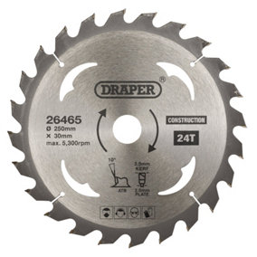 Draper  TCT Construction Circular Saw Blade, 250 x 30mm, 24T 26465