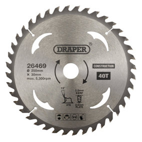 Draper  TCT Construction Circular Saw Blade, 250 x 30mm, 40T 26469
