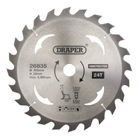 Draper  TCT Construction Circular Saw Blade, 305 x 30mm, 24T 26835