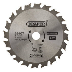 Draper  TCT Multi-Purpose Circular Saw Blade, 165 x 20mm, 20T  29407