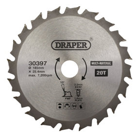 Draper  TCT Multi-Purpose Circular Saw Blade, 185 x 25.4mm, 20T  30397