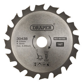 Draper  TCT Multi-Purpose Circular Saw Blade, 210 x 30mm, 16T  30438