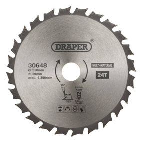 Draper  TCT Multi-Purpose Circular Saw Blade, 210 x 30mm, 24T  30648