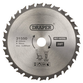 Draper  TCT Multi-Purpose Circular Saw Blade, 255 x 30mm, 28T  31550
