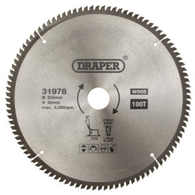 Draper  TCT Triple Chip Grind Circular Saw Blade, 255 x 30mm, 100T 31978
