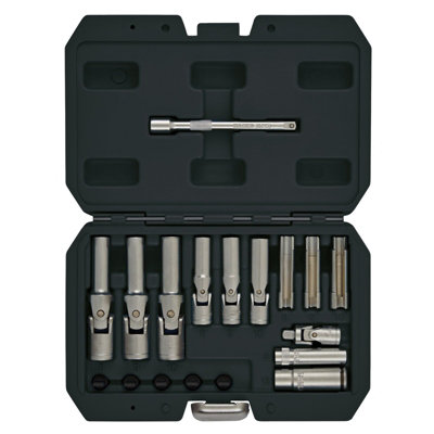 Draper Thin Wall PSG Glow Plug Socket Set, 3/8" and 1/4" Sq. Dr. (18 Piece) 12397