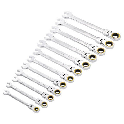 Draper Tools Expert HI-TORQ Metric Flexible Head Ratchet Combination Spanner Set (12 Piece)