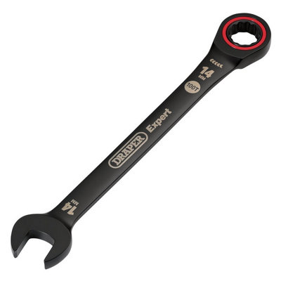 Draper Tools Expert HI-TORQ Metric Ratchet Combination Spanner, 14mm, Black