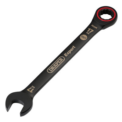 Draper Tools Expert HI-TORQ Metric Ratchet Combination Spanner, 17mm, Black