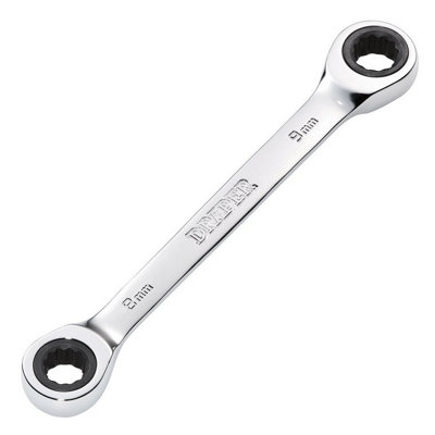 Draper Tools HI-TORQ Metric Double Ratchet Ring Spanner, 8 x 9mm