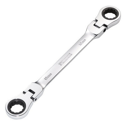 Draper Tools HI-TORQ Metric Flexible Head Double Ring Ratchet Spanner, 18 x 19mm