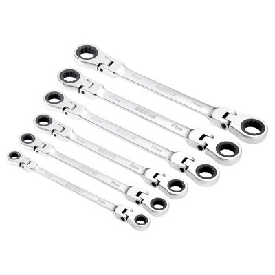 Draper Tools  HI-TORQ Metric Flexible Head Double Ring Ratchet Spanner Set (6 Piece)