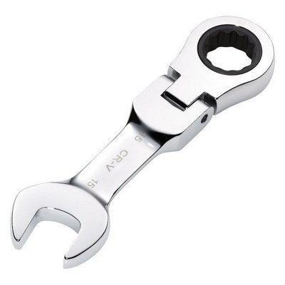 Draper Tools HI-TORQ Metric Stubby Flexible Head Ratchet Combination Spanner, 15mm