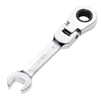 Draper Tools HI-TORQ Metric Stubby Flexible Head Ratchet Combination Spanner, 8mm