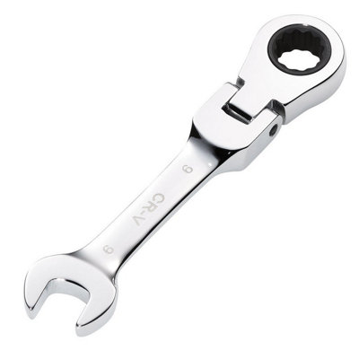 Draper Tools HI-TORQ Metric Stubby Flexible Head Ratchet Combination Spanner, 9mm