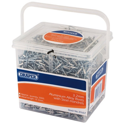 Draper Tub of 2000 Approx 3.2mm Diameter Blind Rivets 37657