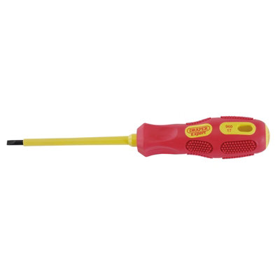 Draper VDE Approved Fully Insulated Plain Slot Screwdriver, 4.0 x 100mm (Display Packed) 69213