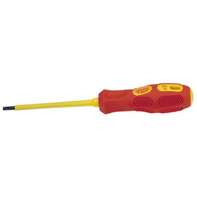 Draper VDE Approved Fully Insulated Plain Slot Screwdriver, 4.0mm x 100mm (Sold Loose) 69218