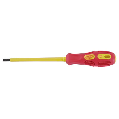 Draper VDE Approved Fully Insulated Plain Slot Screwdriver, 5.5 x 125mm (Display Packed) 69214