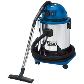 Draper Wet & Dry Vacuum Cleaner with Stainless Steel Tank, 50L, 1400W & 230V Power Tool Socket 48499