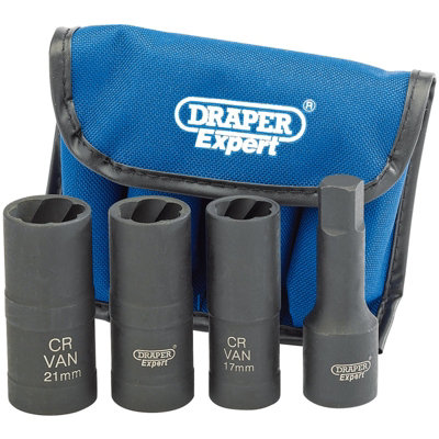 Draper Wheel Nut Double Impact Socket Kit, 1/2