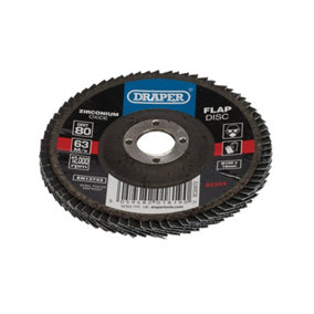 Draper  Zirconium Oxide Flap Disc, 100 x 16mm, 80 Grit  82354