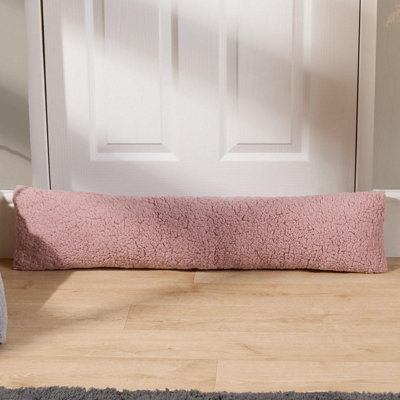 Draught Excluder Door Insulator Draft Teddy Stopper, Blush Pink - 20 x 90cm