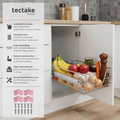Drawer with Telescopic Runners - chrome finish, adjustable width, with ...