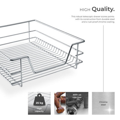 Drawer with Telescopic Runners - chrome finish, adjustable width, with ...