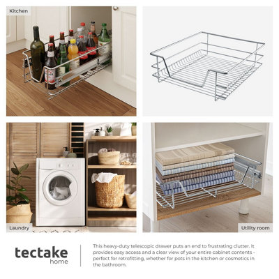 Drawer with Telescopic Runners - chrome finish, adjustable width, with ...