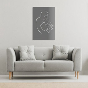 Drawing of a couple in one line (Canvas Print) / 101 x 77 x 4cm