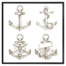 Drawn anchors (Picutre Frame) / 24x24" / Grey