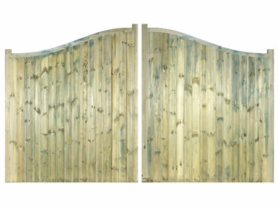 Drayton Tall Shaped Top Double Gate - Pressure Treated Scandinavian Redwood - W2700 x H1800 mm - 3