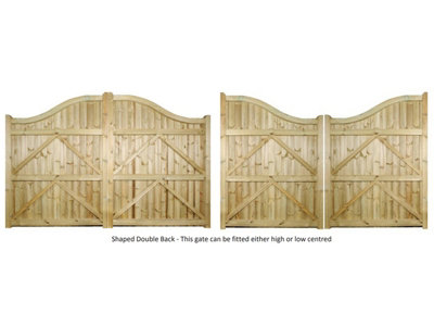 Drayton Tall Shaped Top Double Gate - Pressure Treated Scandinavian Redwood - W2700 x H1800 mm - 6