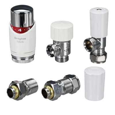 Drayton TRV4 Classic 15mm Angled With Lockshield White and Chrome ...