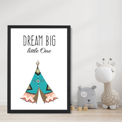 Dream Big Tribal Quote Art Print with Black Frame SIZE: A4