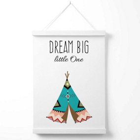 Dream Big Tribal Quote Poster with Hanger / 33cm / White