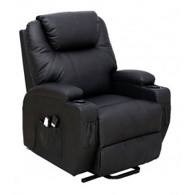 Dream Plus Large Electric Single Motor Rise & Recline Chair - Black PU Leather