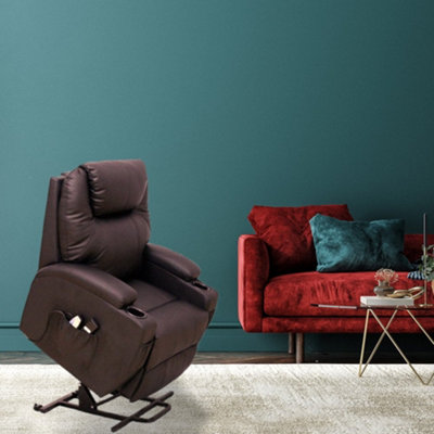 Dream Plus Large Electric Single Motor Rise & Recline Chair - Brown PU Leather