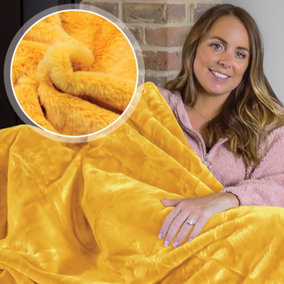 Dreamcatcher Blanket Throw Soft Faux Fur 160 x 130cm Overblanket Gold