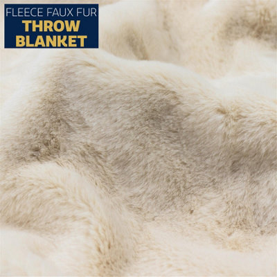 Dreamcatcher Blanket Throw Soft Faux Fur 160 x 130cm Overblanket Natural Cream