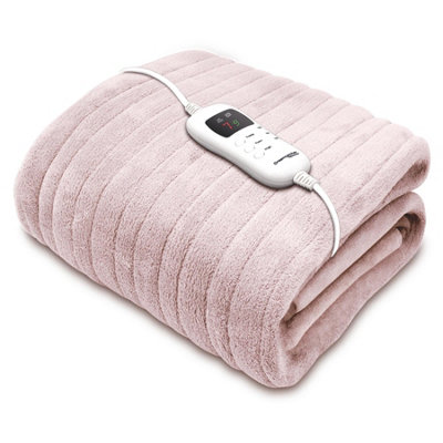 Dreamcatcher Deluxe Pink Electric Throw Heated Double Over Blanket Soft Fleece Variable Heat & Timer Settings